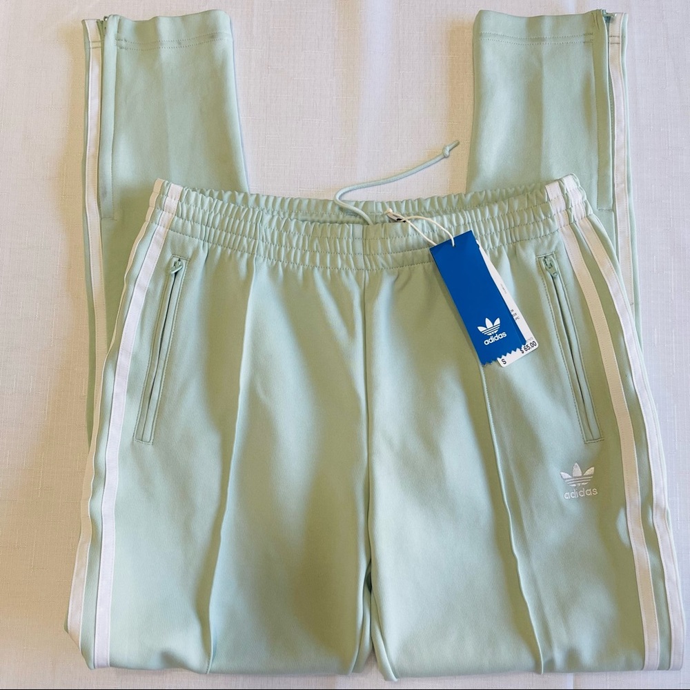🌟Sold ADIDAS joggers Adidas TRACK PANTS mint green white strips sporty chic ath - Picture 13 of 13